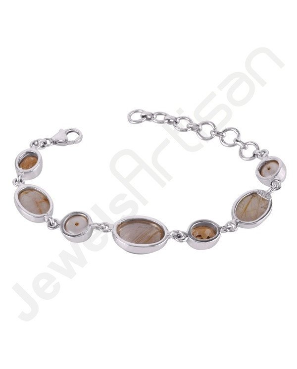 Rutilated Quartz Bracelet Sterling Silver Bracelet Handmade Bracelet