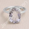 Classic Solitaire Ring Sterling Silver Ring Tourmalinated Quartz Ring