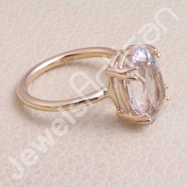 Tourmalinated Quartz Ring 925 Sterling Silver Ring Rose Gold Ring