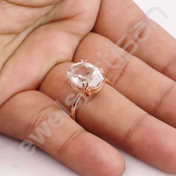 Tourmalinated Quartz Ring 925 Sterling Silver Ring Rose Gold Ring