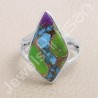 Copper Turquoise Ring 925 Sterling Silver Ring Classic Solitaire Ring