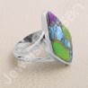 Copper Turquoise Ring 925 Sterling Silver Ring Classic Solitaire Ring