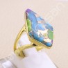 Sterling Silver Green Purple Copper Turquoise 18 K Gold Plated Ring