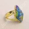Sterling Silver Green Purple Copper Turquoise 18 K Gold Plated Ring