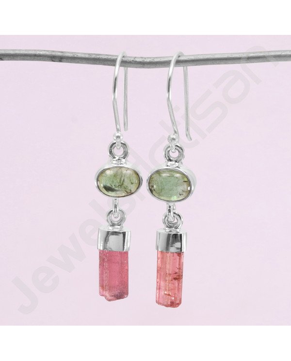 925 Sterling Silver Earrings Tourmaline Earrings Dangle Drop Earrings