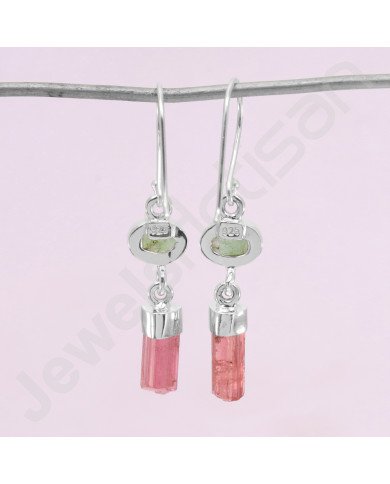 925 Sterling Silver Earrings Tourmaline Earrings Dangle Drop Earrings