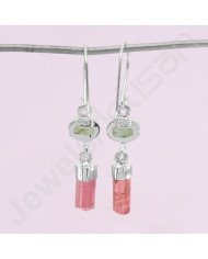 925 Sterling Silver Earrings Tourmaline Earrings Dangle Drop Earrings
