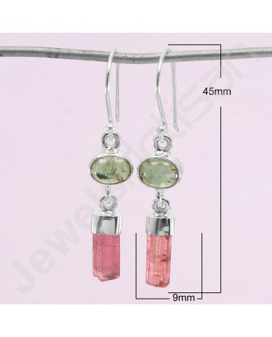 925 Sterling Silver Earrings Tourmaline Earrings Dangle Drop Earrings