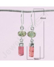 925 Sterling Silver Earrings Tourmaline Earrings Dangle Drop Earrings