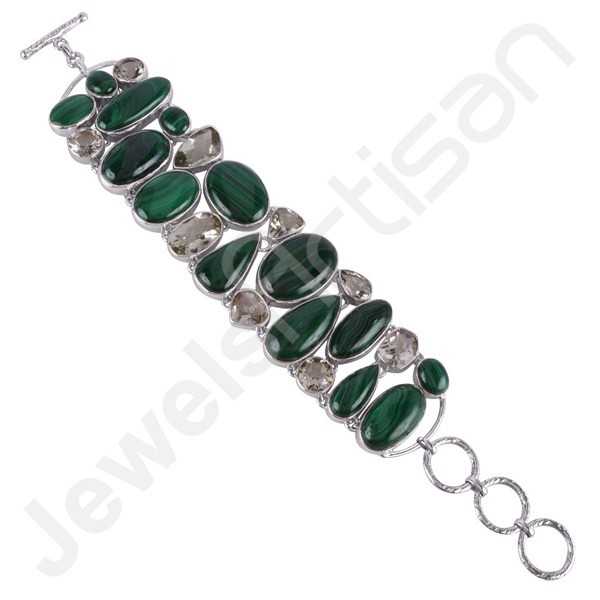 Nature-Inspired Green Gemstone Bracelet