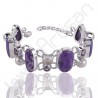 Natural Charoite Bracelet 925 Sterling Silver Bracelet Cluster Bracelet