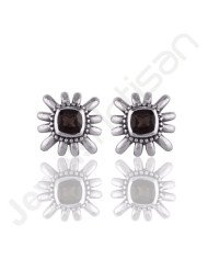 Smoky Quartz Studs 925 Sterling Silver Studs Handcrafted Silver Studs