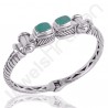 Tibetan Turquoise Bangle Rope Design Bangle 925 Sterling Silver Bangle