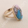 Pink Spiny Turquoise Ring Sterling Silver Ring Rose Gold-Plated Ring