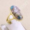 Solid Silver Ring Pink Spiny Oyster Turquoise Ring Gold-Plated Ring