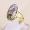 Solid Silver Ring Pink Spiny Oyster Turquoise Ring Gold-Plated Ring
