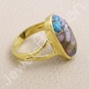 Solid Silver Ring Pink Spiny Oyster Turquoise Ring Gold-Plated Ring