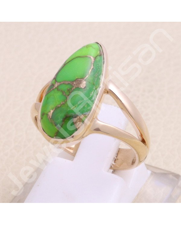 Rose Gold-Plated Green Copper Turquoise 925 Sterling Silver Ring