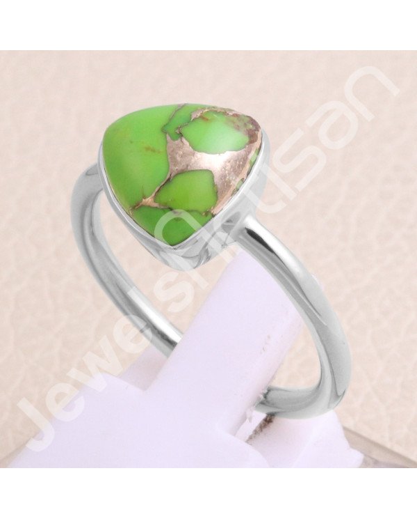 Mohave Green Copper Turquoise 925 Sterling Silver Ring