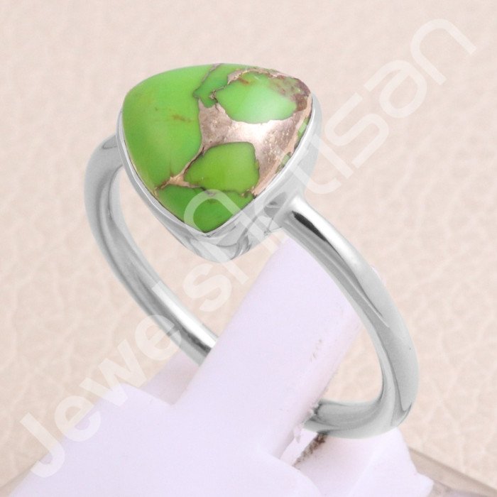 Mohave Green Copper Turquoise 925 Sterling Silver Ring