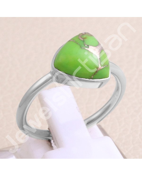 Mohave Green Copper Turquoise 925 Sterling Silver Ring