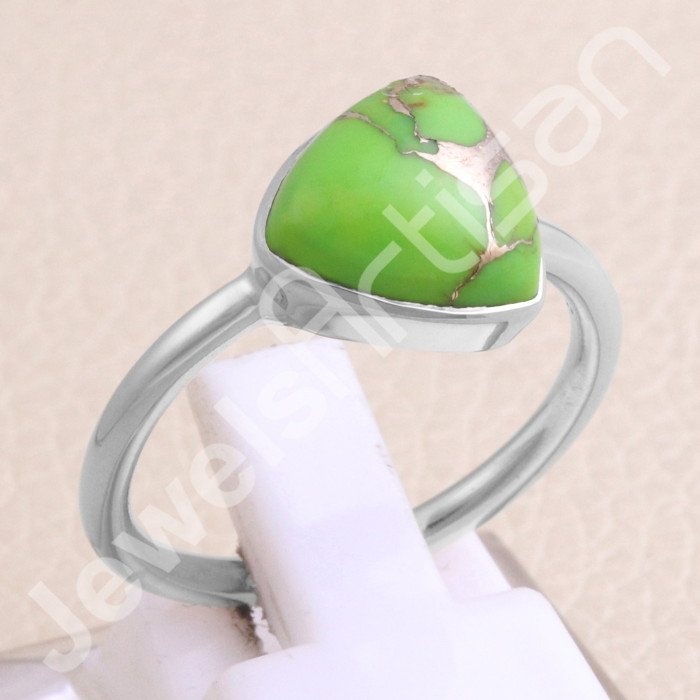 Mohave Green Copper Turquoise 925 Sterling Silver Ring