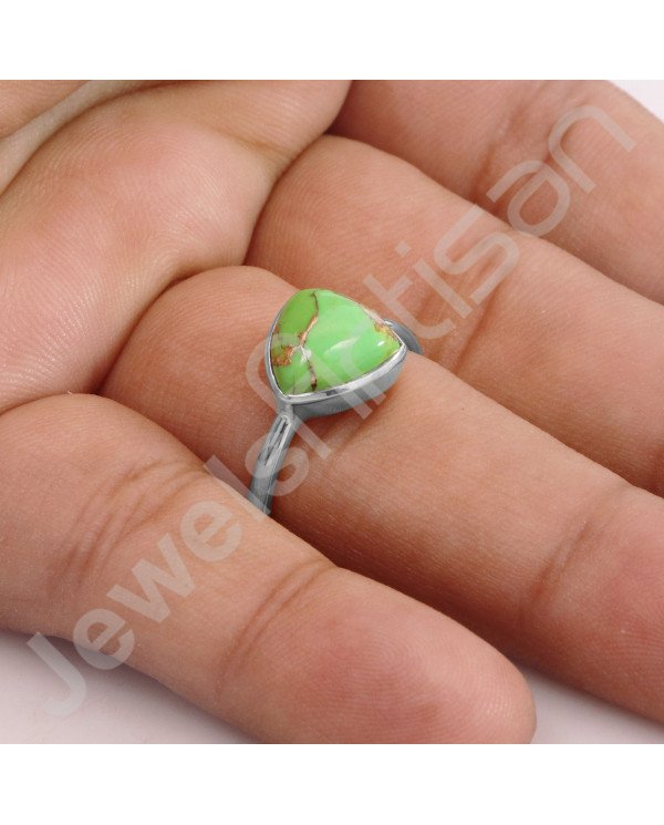 Mohave Green Copper Turquoise 925 Sterling Silver Ring