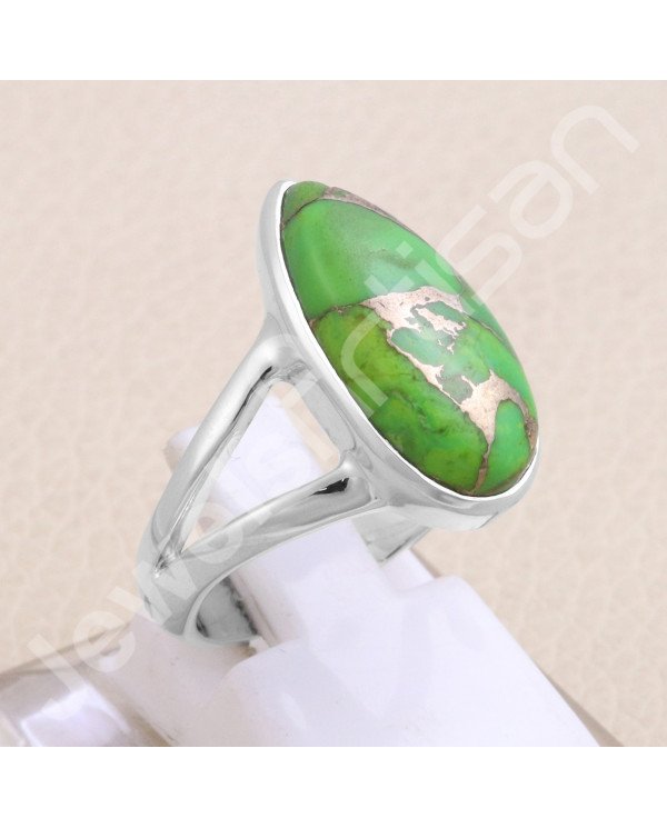 Mohave Green Copper Turquoise 925 Sterling Silver Ring