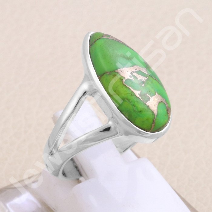 Mohave Green Copper Turquoise 925 Sterling Silver Ring
