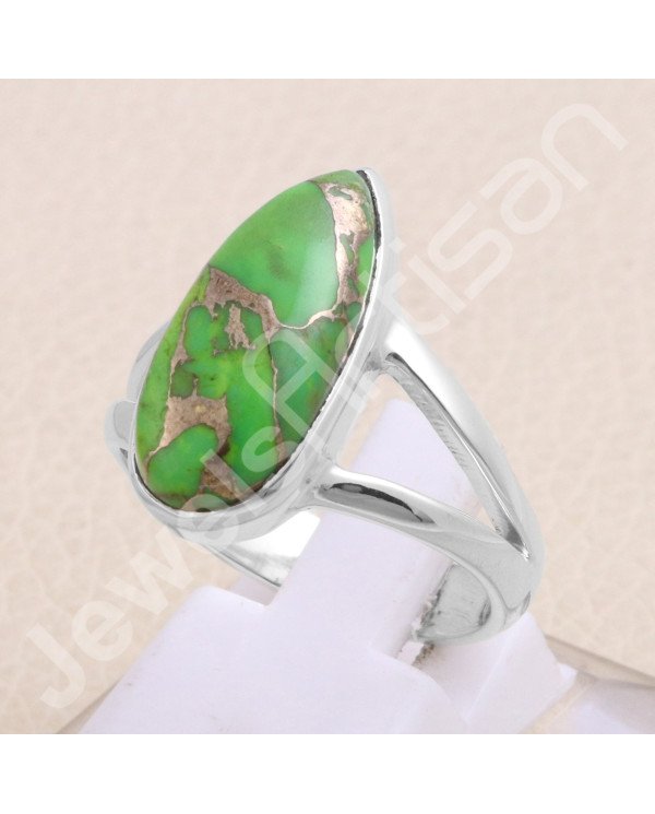Mohave Green Copper Turquoise 925 Sterling Silver Ring