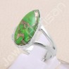 Green Copper Turquoise Ring Solitaire Silver Ring Sterling Silver Ring