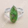 Green Copper Turquoise Ring Solitaire Silver Ring Sterling Silver Ring