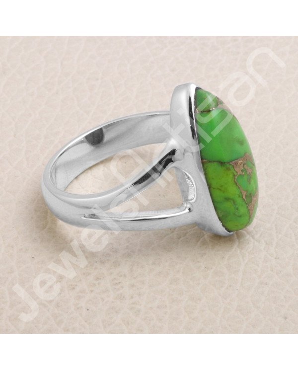 Mohave Green Copper Turquoise 925 Sterling Silver Ring