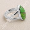 Green Copper Turquoise Ring Solitaire Silver Ring Sterling Silver Ring