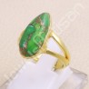 Green Copper Turquoise Ring Gold-Plated Ring 925 Sterling Silver Ring