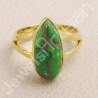 Green Copper Turquoise Ring Gold-Plated Ring 925 Sterling Silver Ring