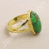 Green Copper Turquoise Ring Gold-Plated Ring 925 Sterling Silver Ring