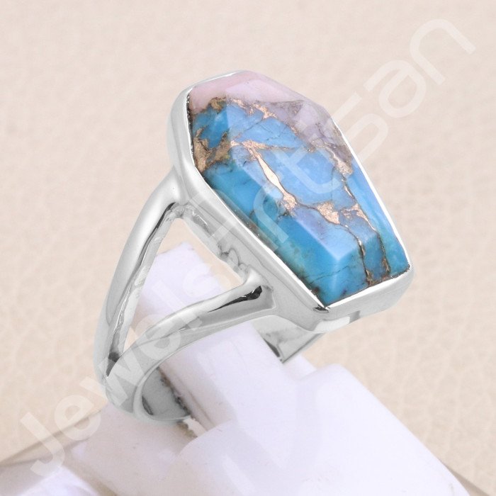 Pink Spiny Oyster Turquoise 925 Sterling Silver Handcrafted Ring