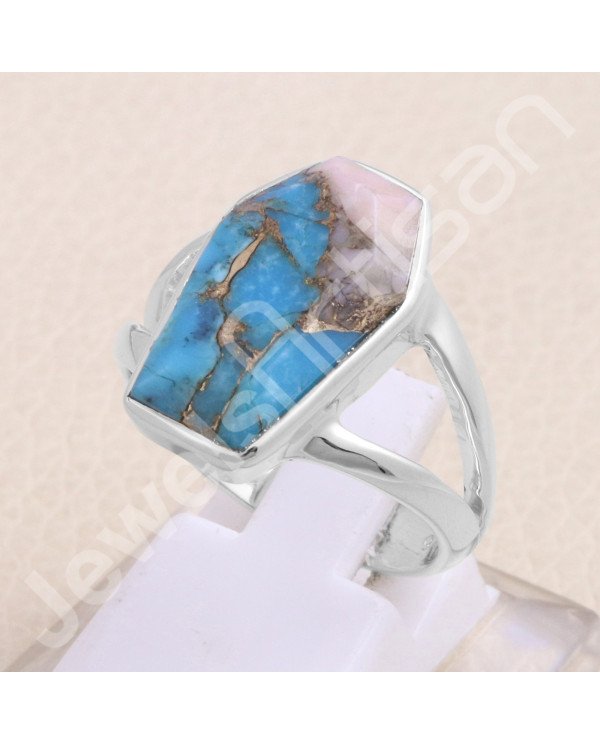 Pink Spiny Oyster Turquoise 925 Sterling Silver Handcrafted Ring
