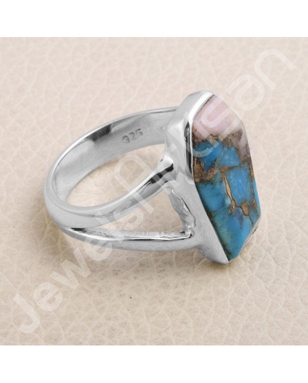 Pink Spiny Oyster Turquoise 925 Sterling Silver Handcrafted Ring