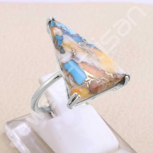 Spiny Oyster Turquoise Ring 925 Sterling Silver Ring Gemstone Ring