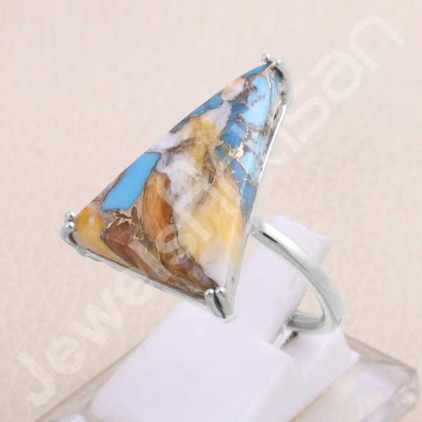 Spiny Oyster Turquoise Ring 925 Sterling Silver Ring Gemstone Ring