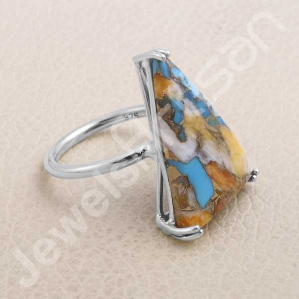 Spiny Oyster Turquoise Ring 925 Sterling Silver Ring Gemstone Ring
