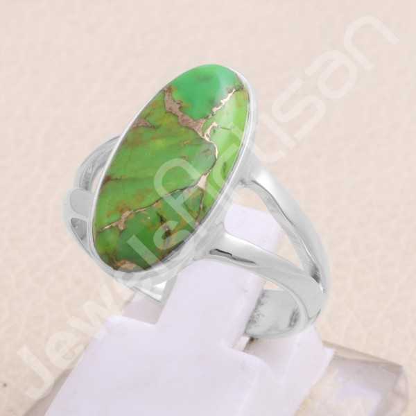 Mohave Turquoise Ring Solitaire Silver Ring 925 Sterling Silver Ring