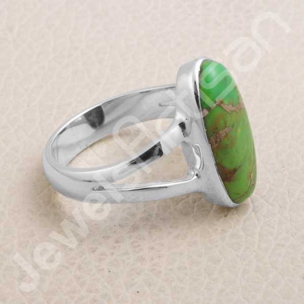 Mohave Turquoise Ring Solitaire Silver Ring 925 Sterling Silver Ring