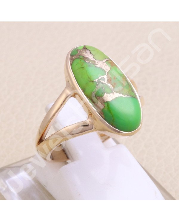 Green Copper Turquoise Rose Gold Vermeil Ring