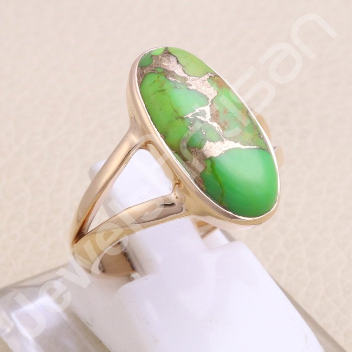 Green Copper Turquoise Rose Gold Vermeil Ring