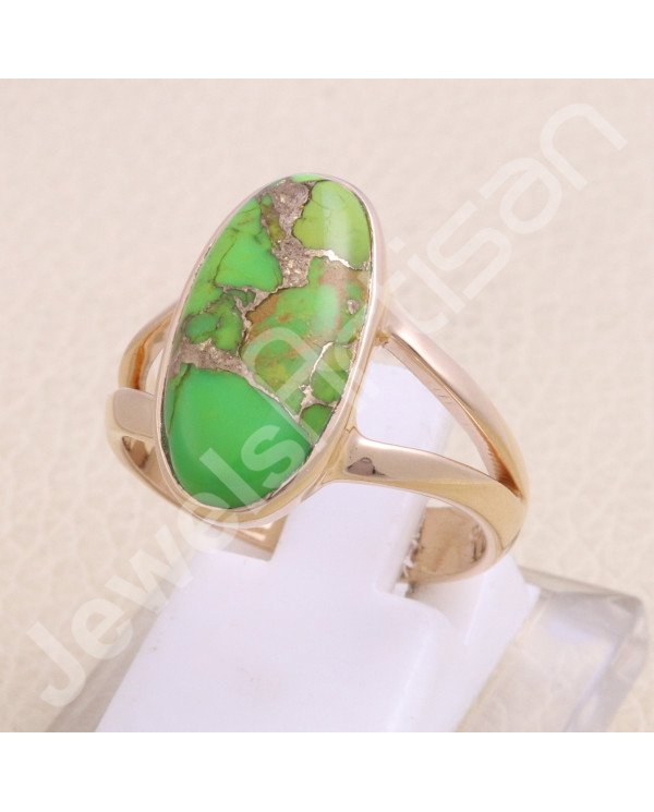 Green Copper Turquoise Rose Gold Vermeil Ring