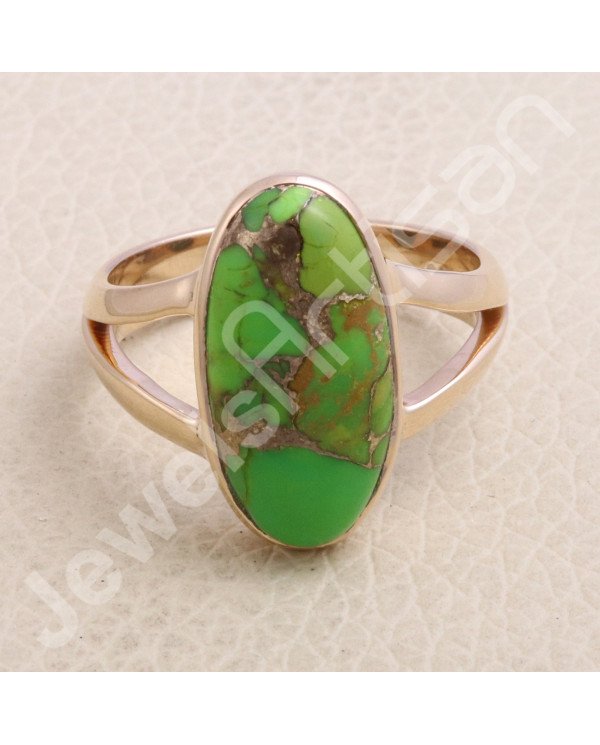 Green Copper Turquoise Rose Gold Vermeil Ring
