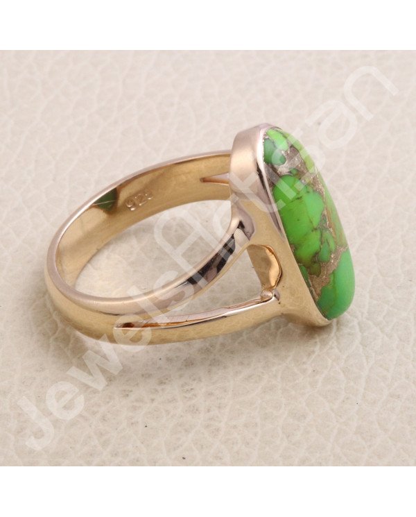 Green Copper Turquoise Rose Gold Vermeil Ring